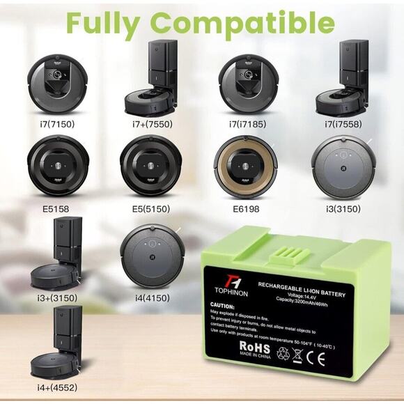 14.4V 3200mAh i7 Battery Replacement for iRobot Roomba e and i Series 7 i7+ i8 - Picture 3 of 6